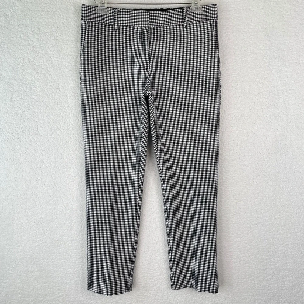 Ann Taylor Devin Fit Houndstooth Ankle Dress Pants Black White Womens 6